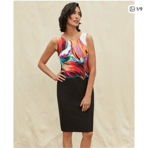 Joseph Ribkoff Colorful Abstract Print Sleeveless Dress